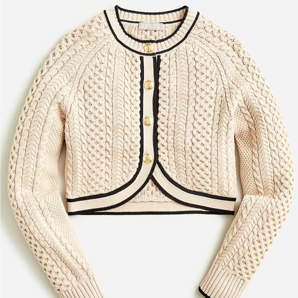 J Crew Cable Knit Cropped Lady Jacket